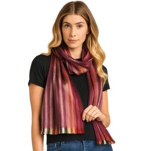 Shupaca Alpaca Scarf - Striped Burgundy  Size: 11" x 78" NWOT Retail $60